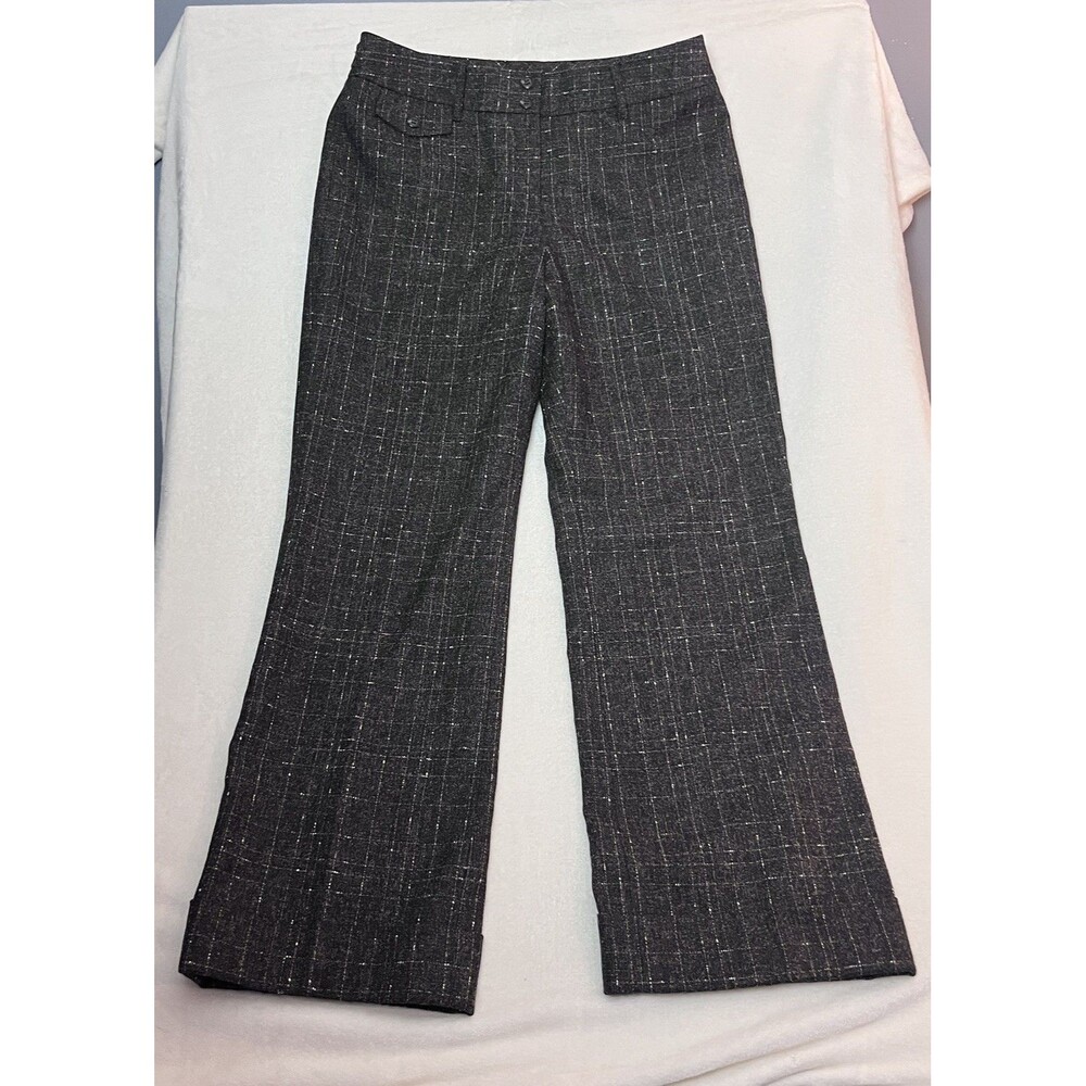 Ann Taylor LOFT Wool Blend Tweed Pants Womens 10 Wide Leg Brown Dress Trousers